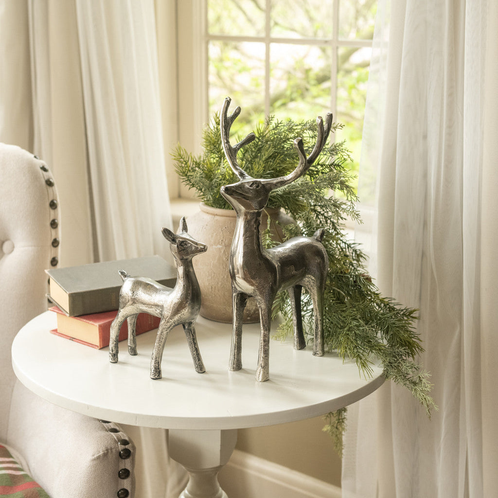 Pewter Aluminum Reindeer and Calf Figurines | 2 Styles Rust & Cinder