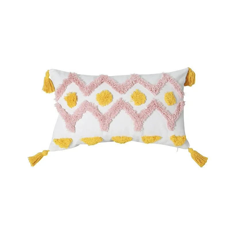 DecorBites™ Geometric Tufted Tassel Cushion Cover 30x50cm