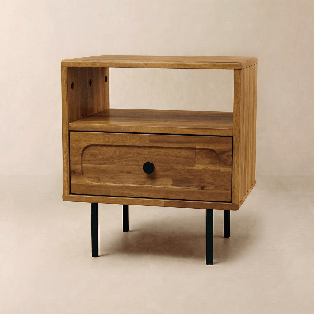 Savana Solid Wood Single-Drawer Nightstand Megsu