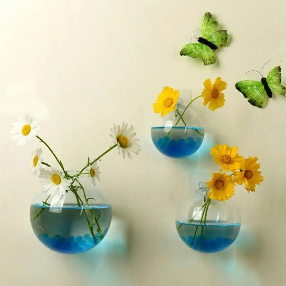 Round Glass Wall Hanging Planter DECORBITES