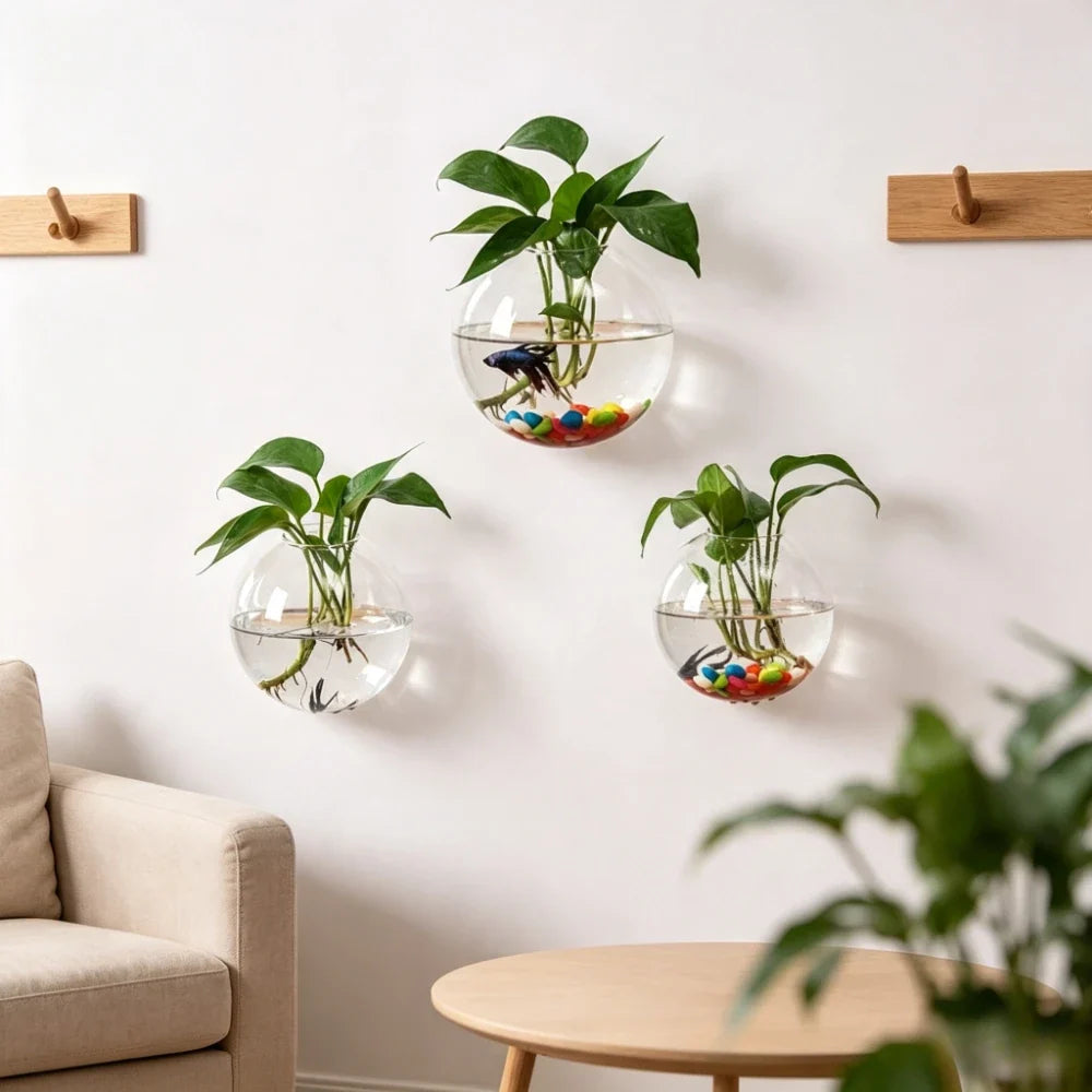 Spherical Glass Wall Hanging Vase DECORBITES