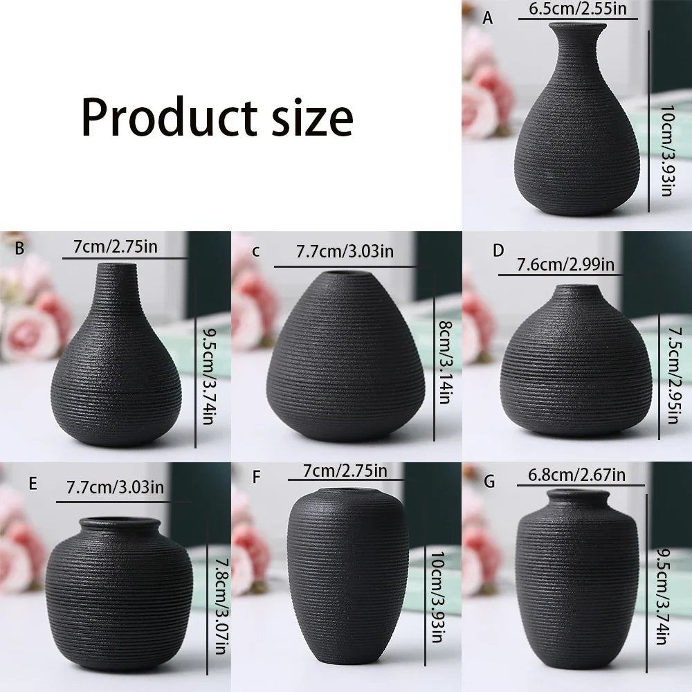 Simple Small Black Ceramic Vase DECORBITES