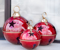 Set of 3 Jumbo Burgundy and Gold Bells Thenestedfig