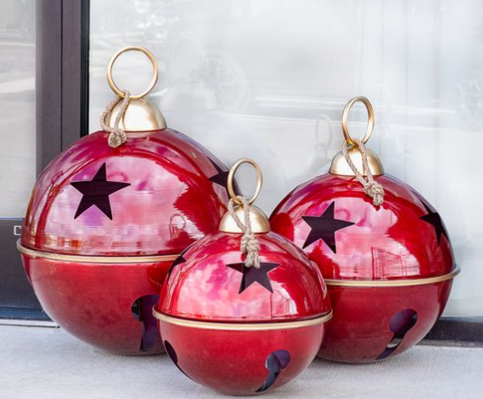 Set of 3 Jumbo Burgundy and Gold Bells Thenestedfig