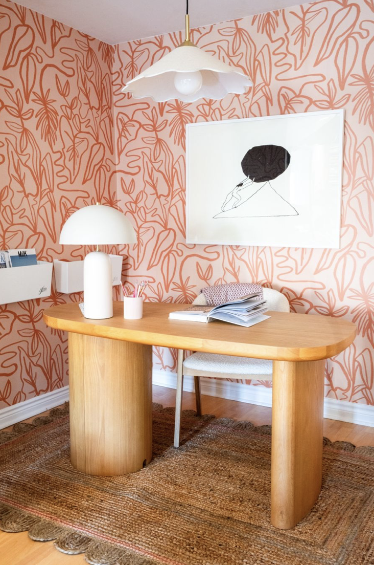 Inked Foliage Wallpaper, peach and orange Samantha Santana Creative