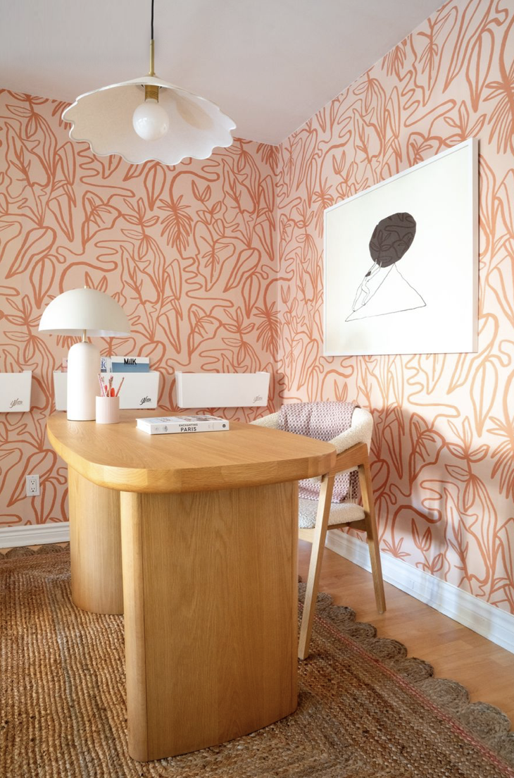 Inked Foliage Wallpaper, peach and orange Samantha Santana Creative