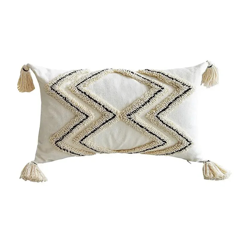 DecorBites™ Geometric Tufted Tassel Cushion Cover 30x50cm
