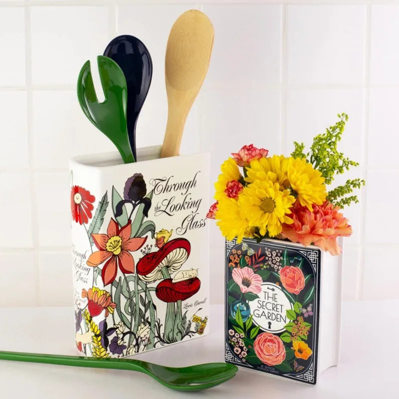 Ceramic Stacked Book Flower Vase DECORBITES