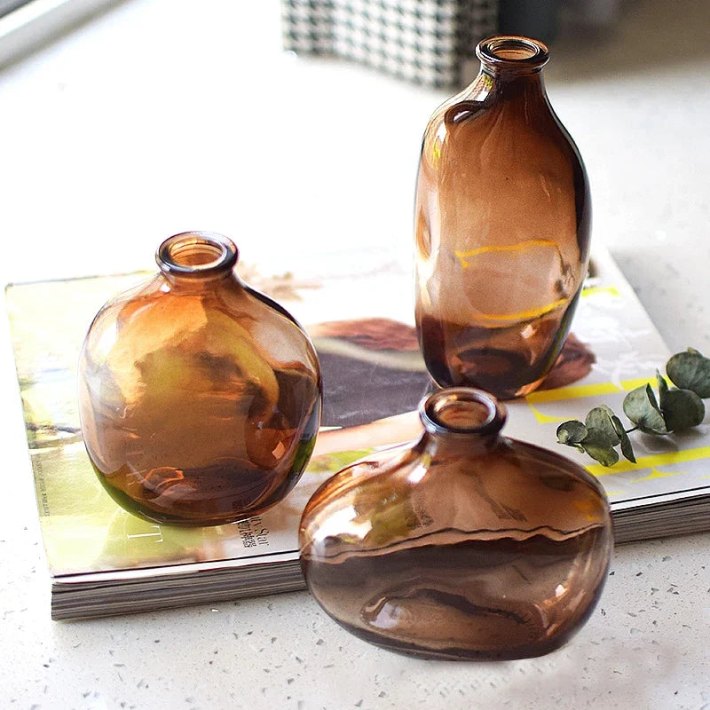 Brown Retro Glass Hydroponic Vase DECORBITES