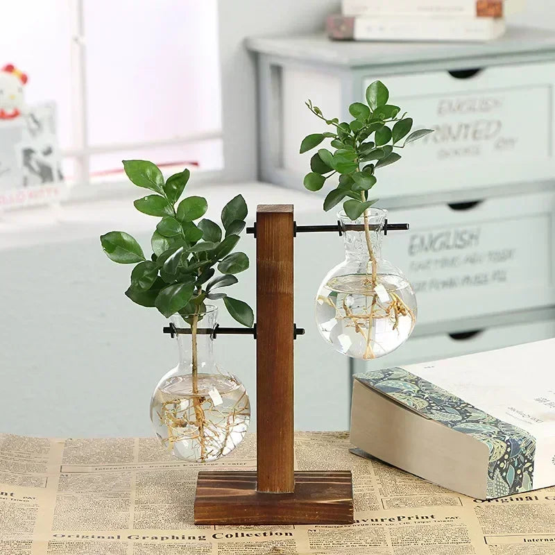 Wooden Frame Glass Terrarium Vase DECORBITES
