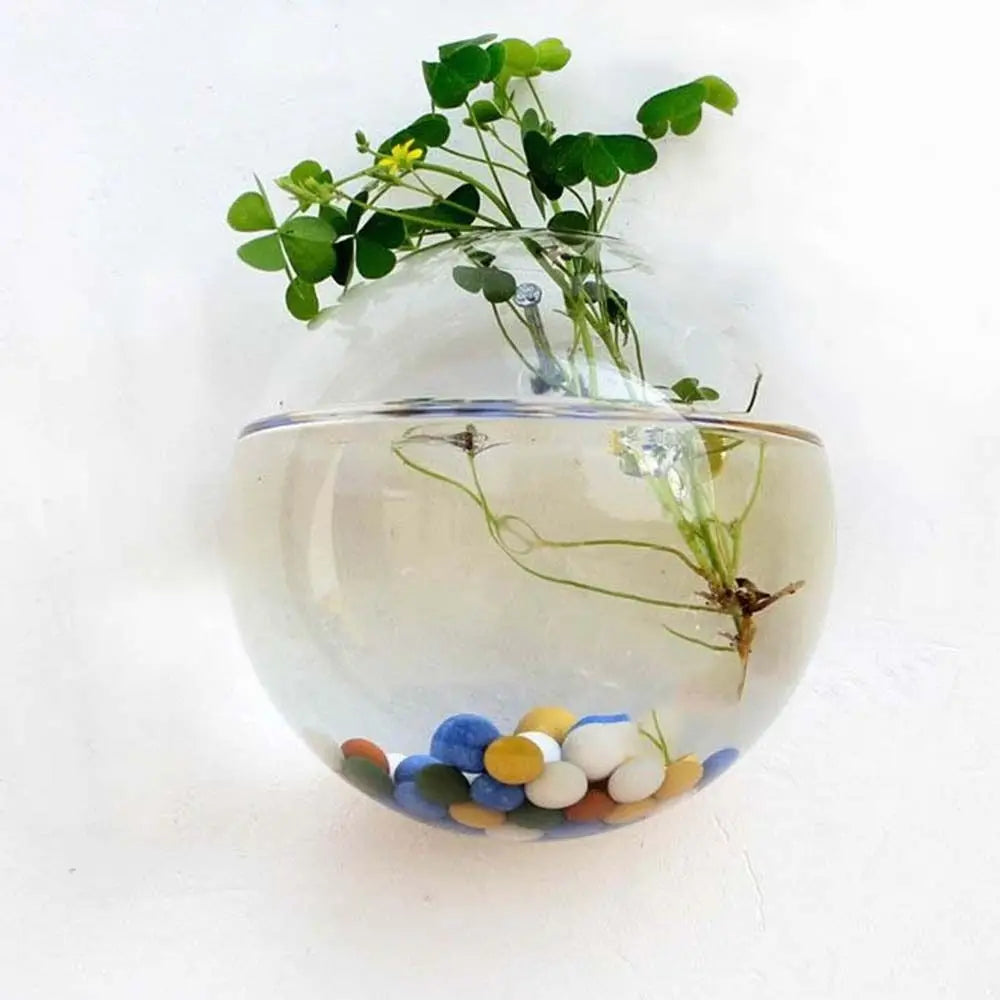 Round Glass Wall Hanging Planter DECORBITES