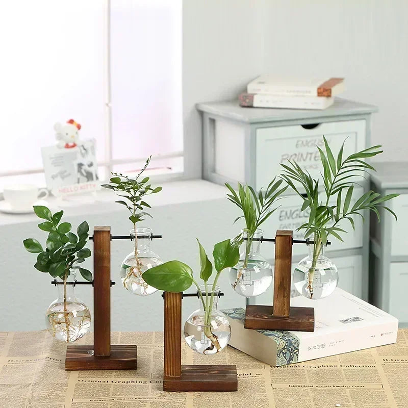 Wooden Frame Glass Terrarium Vase DECORBITES