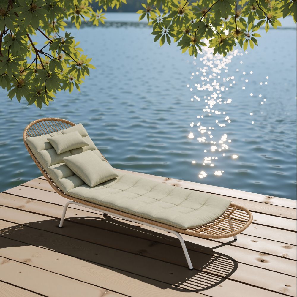 Skim Olefin Fabric Outdoor Chaise Lounge LOOMLAN