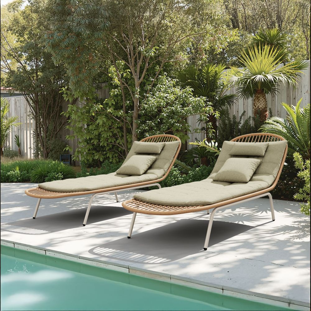 Skim Olefin Fabric Outdoor Chaise Lounge LOOMLAN