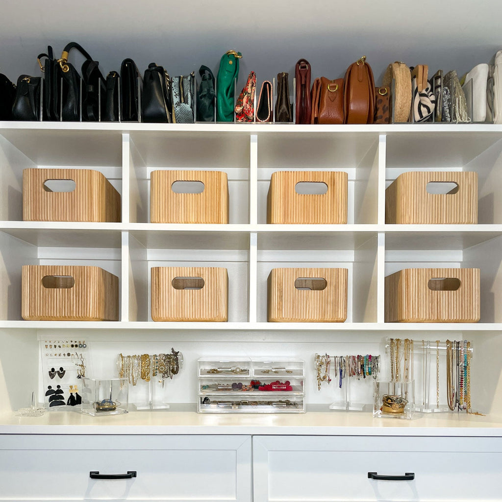 Wooden Ribbed Bins – Natural Horderly