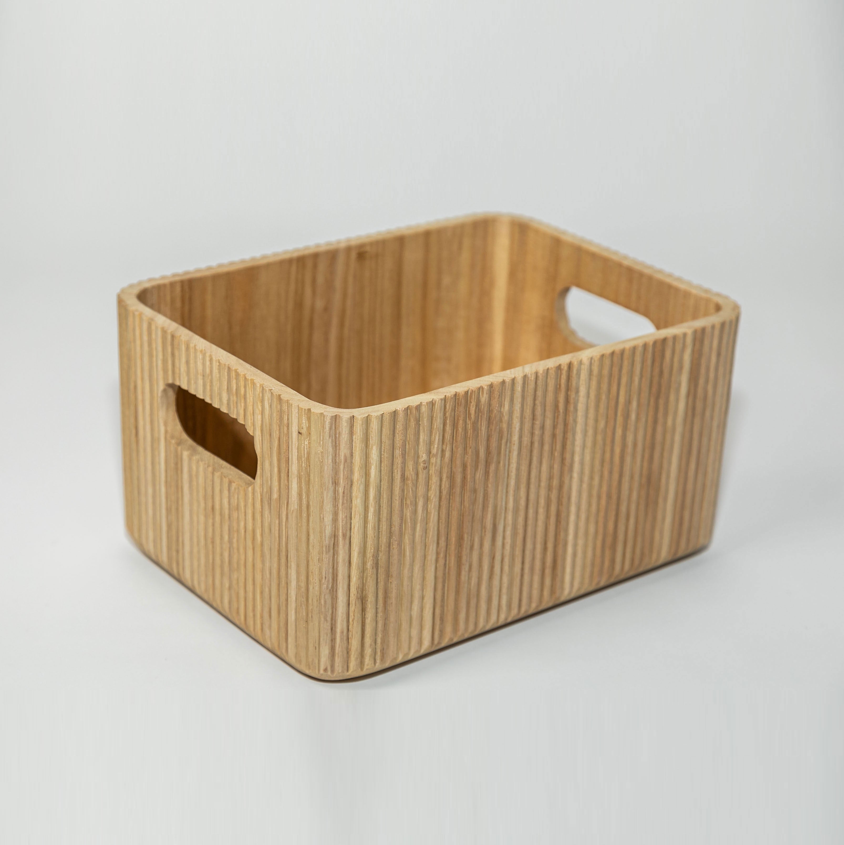 Wooden Ribbed Bins – Natural Horderly