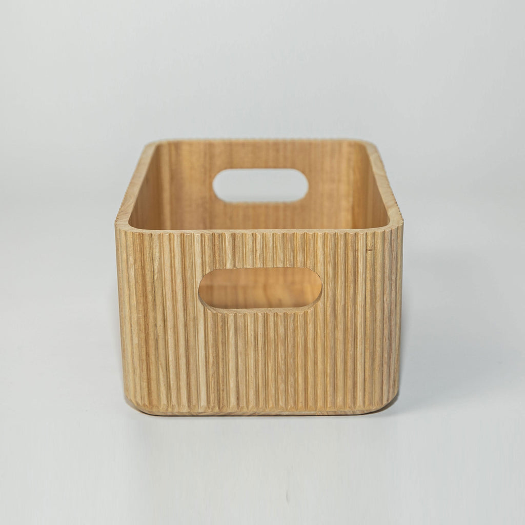 Wooden Ribbed Bins – Natural Horderly