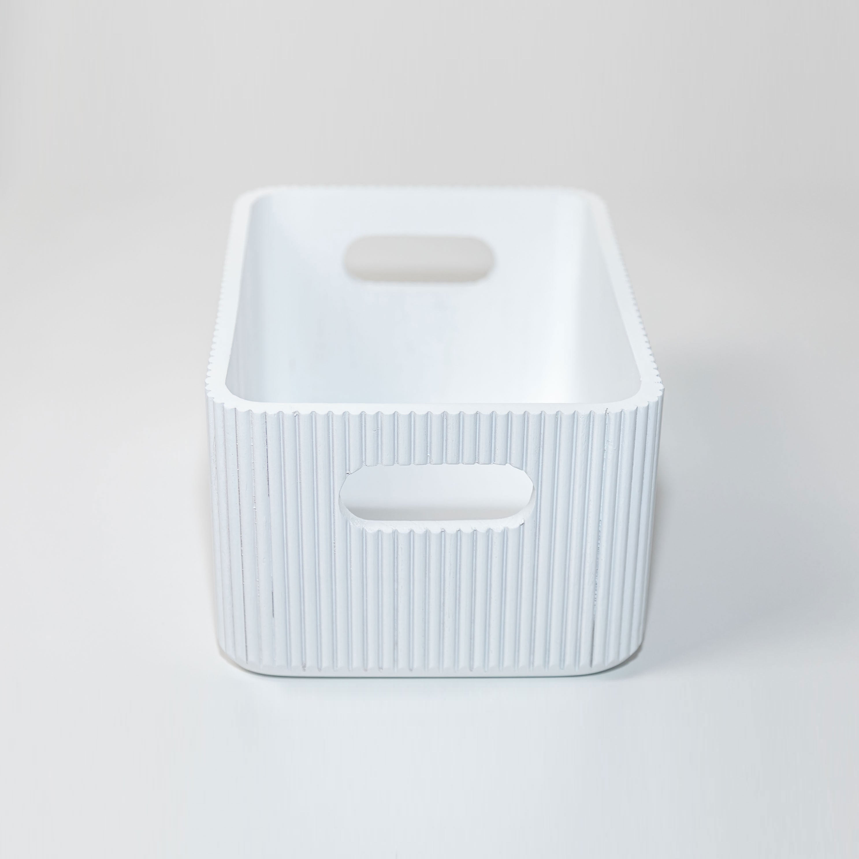 Wooden Ribbed Bins – White Horderly