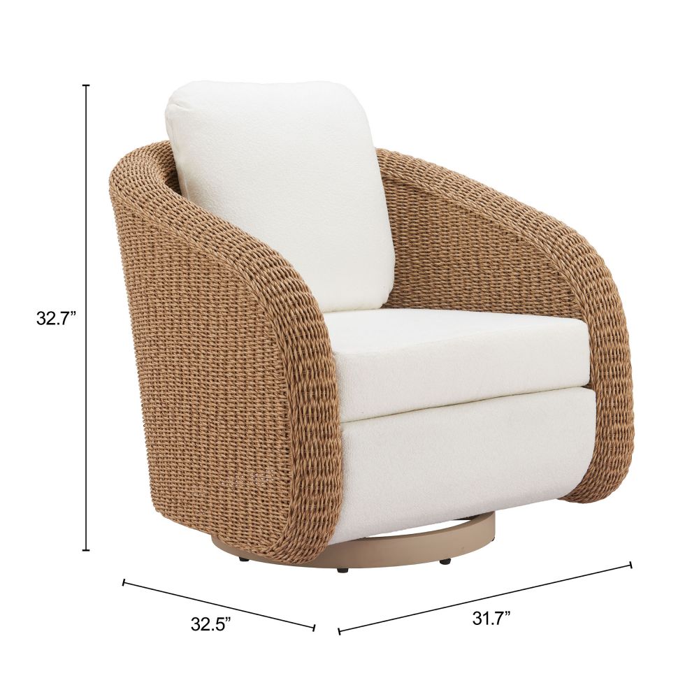 Solara Olefin Fabric Swivel Outdoor Accent Chair LOOMLAN