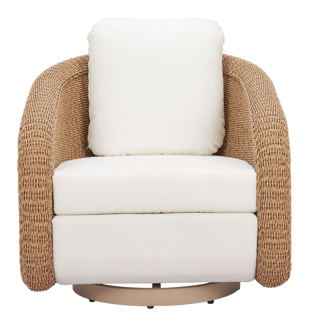 Solara Olefin Fabric Swivel Outdoor Accent Chair LOOMLAN