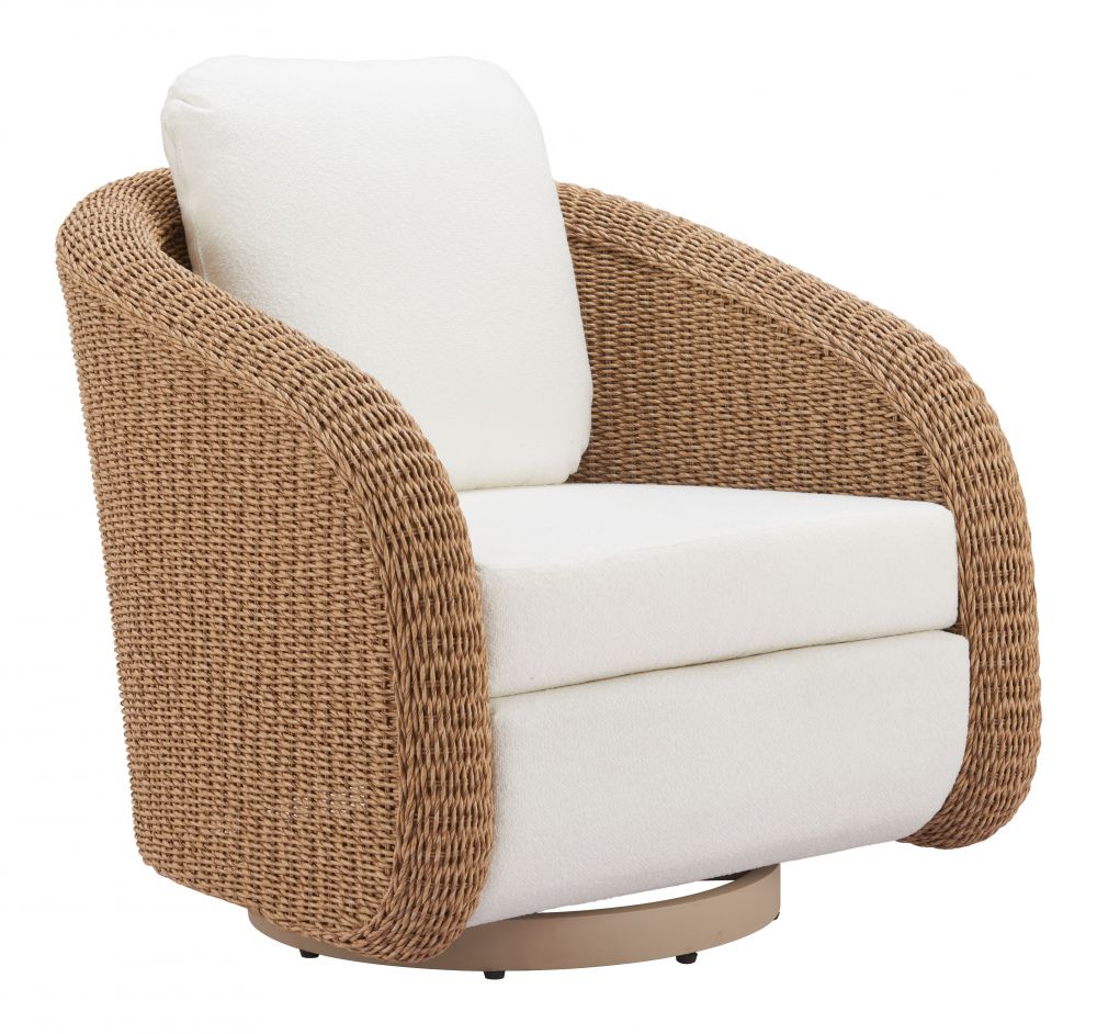 Solara Olefin Fabric Swivel Outdoor Accent Chair LOOMLAN