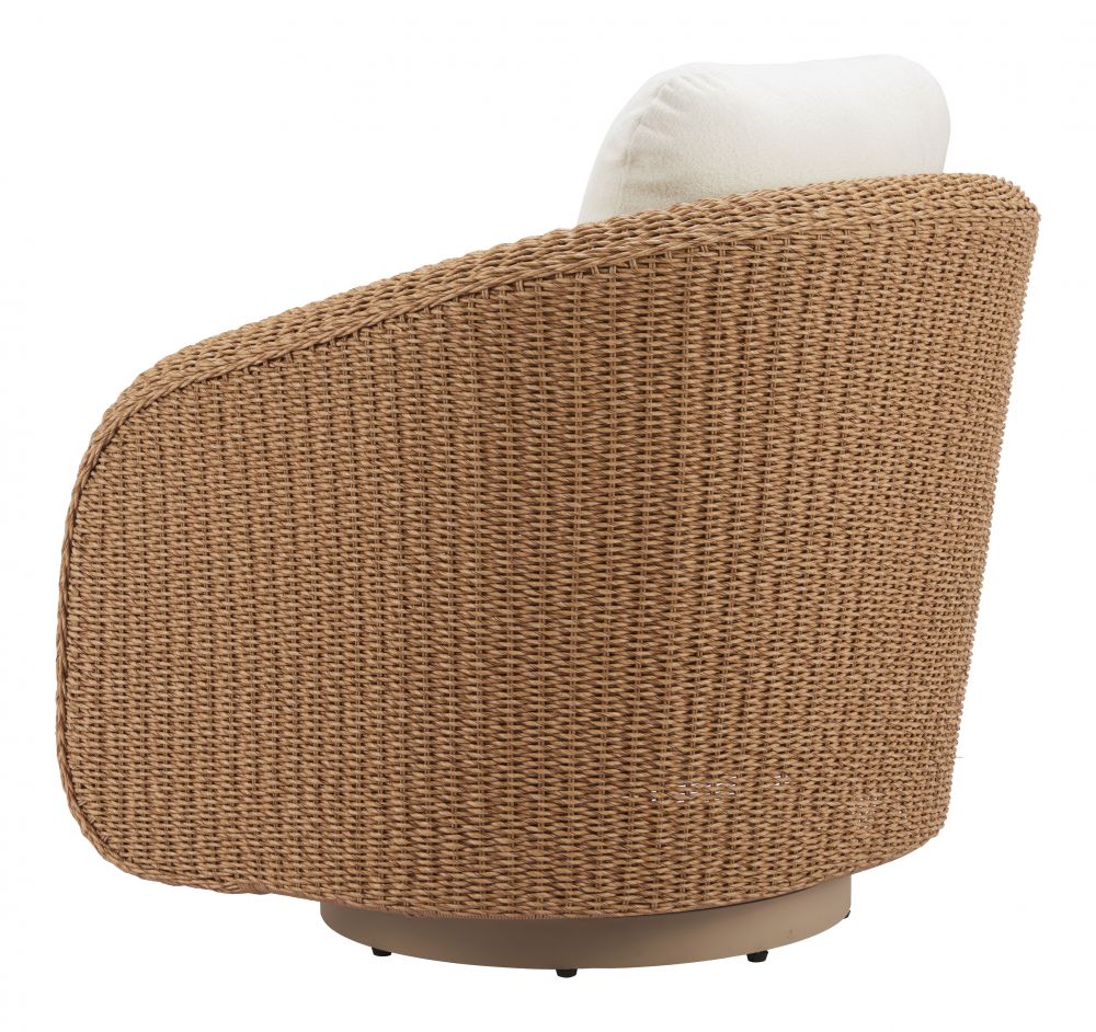 Solara Olefin Fabric Swivel Outdoor Accent Chair LOOMLAN
