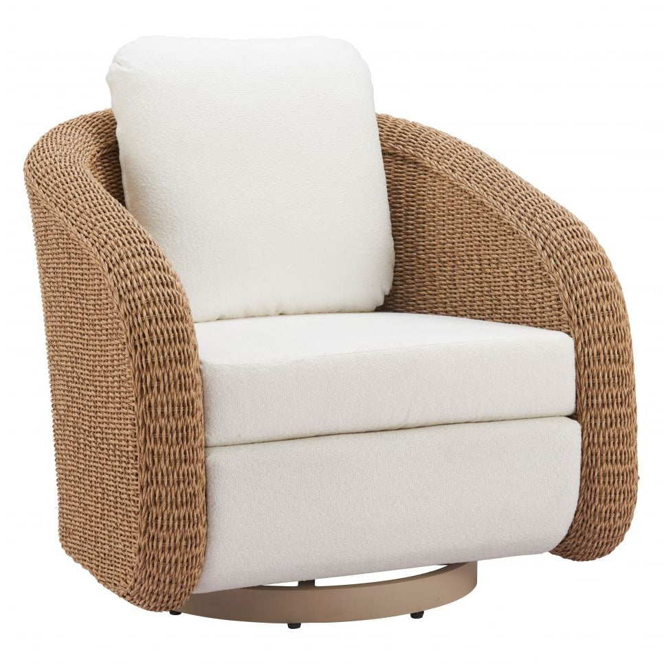 Solara Olefin Fabric Swivel Outdoor Accent Chair LOOMLAN
