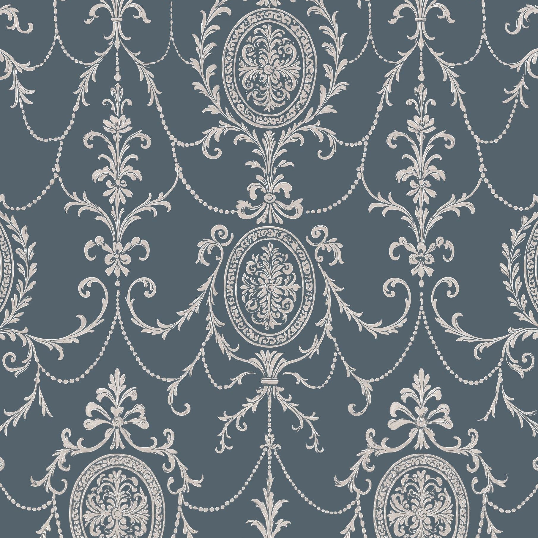 State Room Scroll (Blue) Wallpaper WALL BLUSH