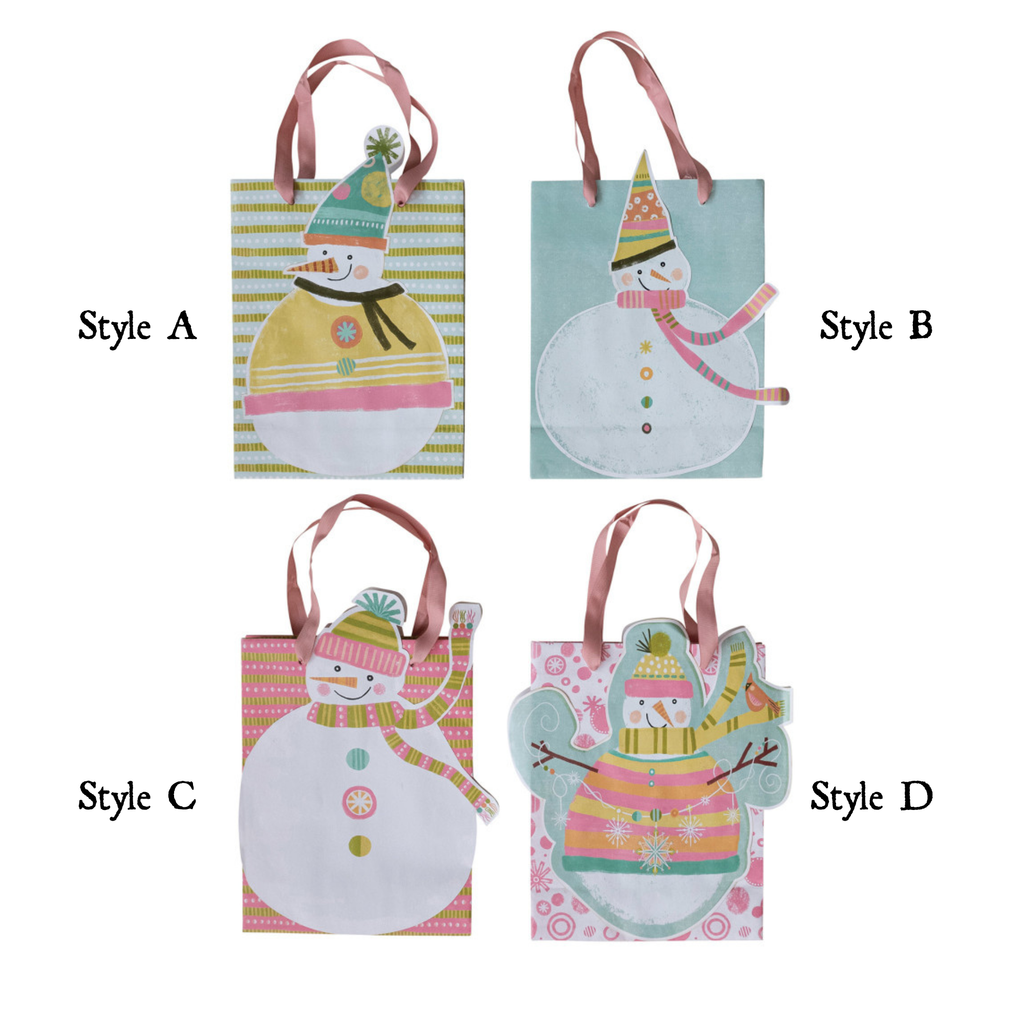 Snowman Printed Gift Bags Rust & Cinder