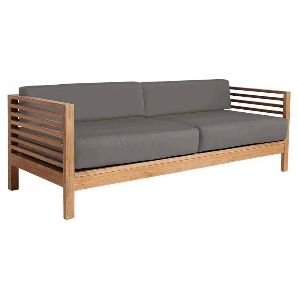 Summer 3-Person Teak Outdoor Couch with Sunbrella Cushions LOOMLAN