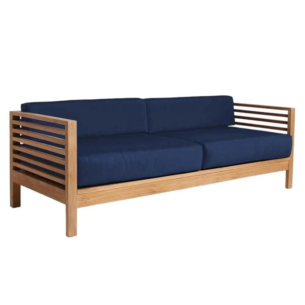 Summer 3-Person Teak Outdoor Couch with Sunbrella Cushions LOOMLAN