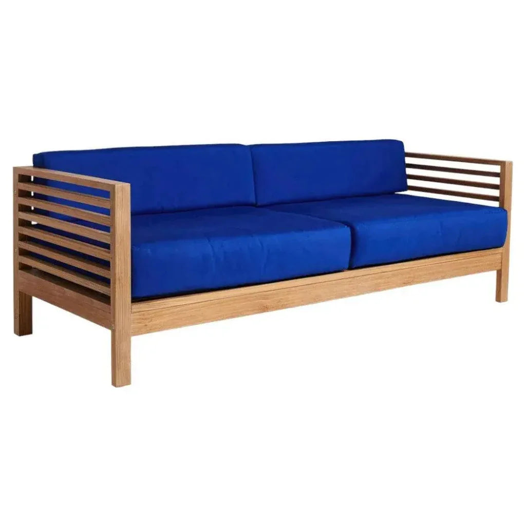 Summer 3-Person Teak Outdoor Couch with Sunbrella Cushions LOOMLAN