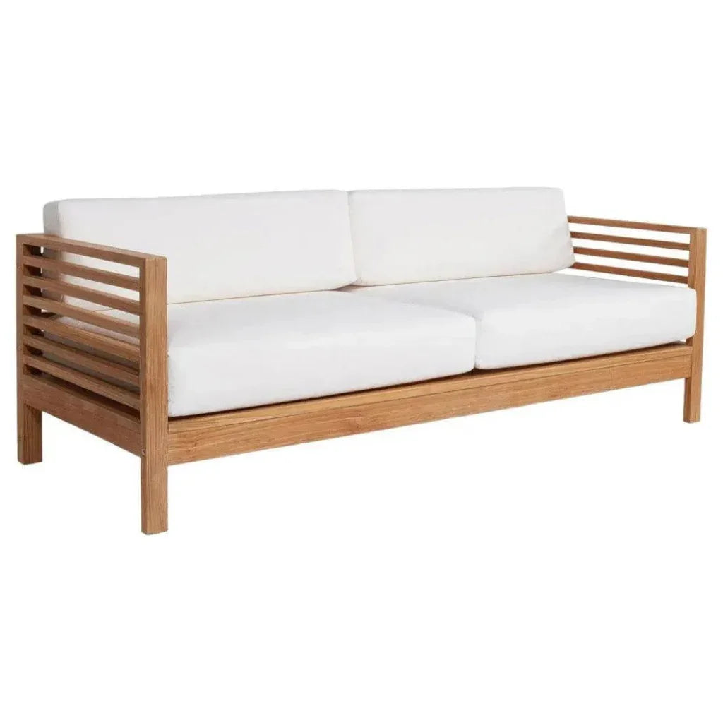 Summer 3-Person Teak Outdoor Couch with Sunbrella Cushions LOOMLAN