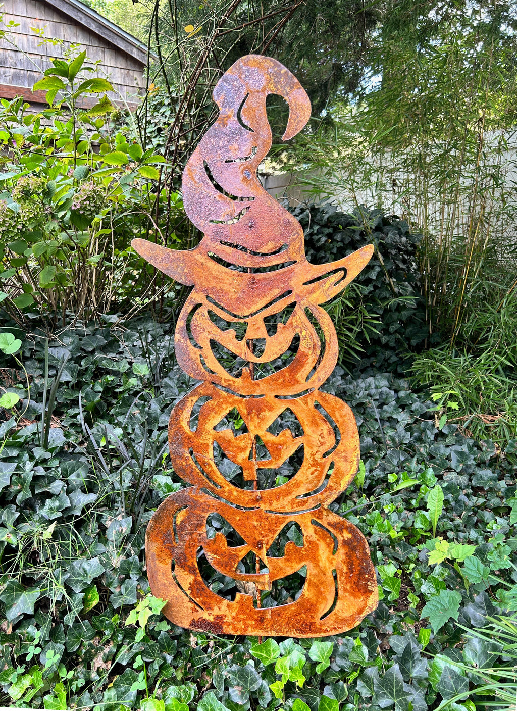 Three Stacked Pumpkins / Outdoor Halloween Decoration Rustica Ornamentals
