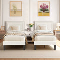 Set of 2 - Twin size White Tufted Upholstered Platform Bed Frame with Headboard HomePacific