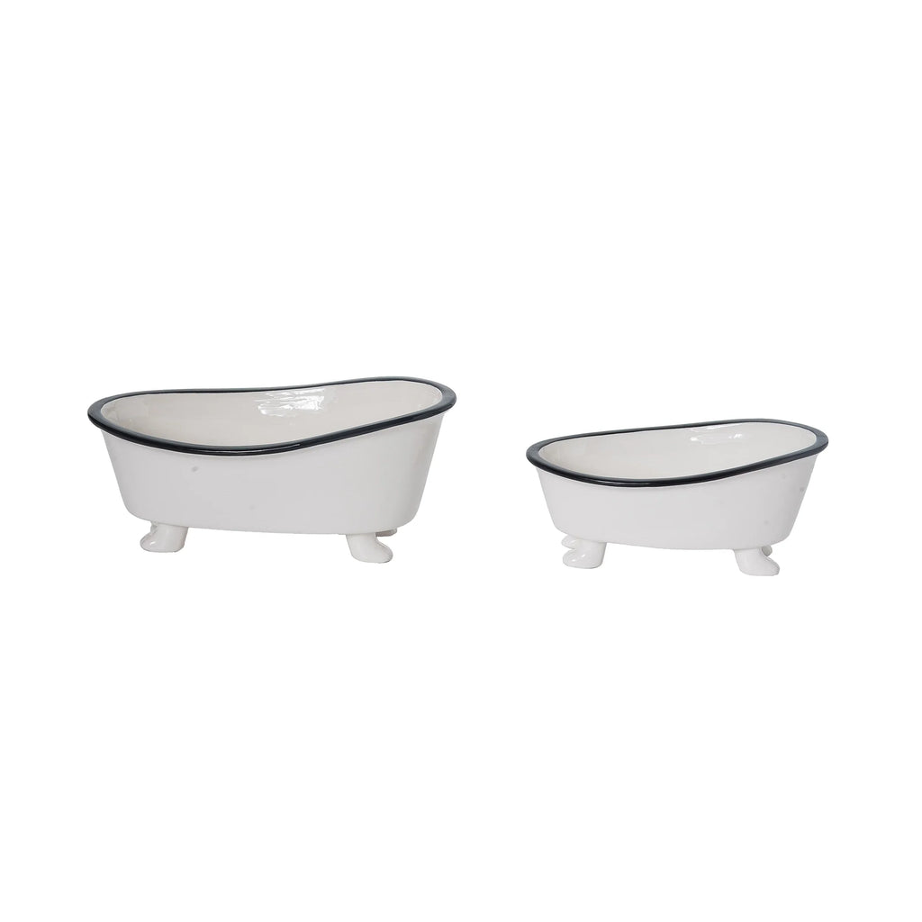 Ceramic Enamel Bathtub Planter & Soap Holder Rust & Cinder