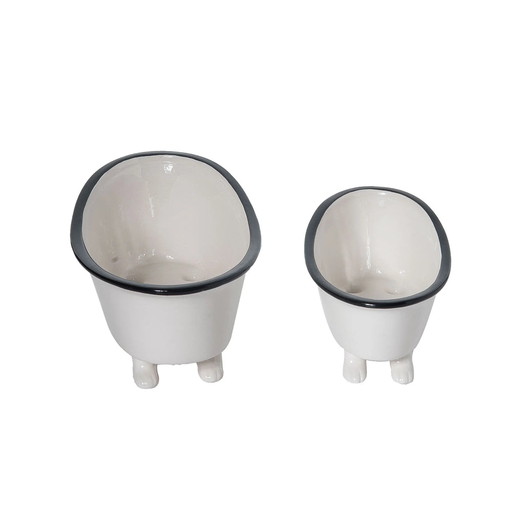 Ceramic Enamel Bathtub Planter & Soap Holder Rust & Cinder