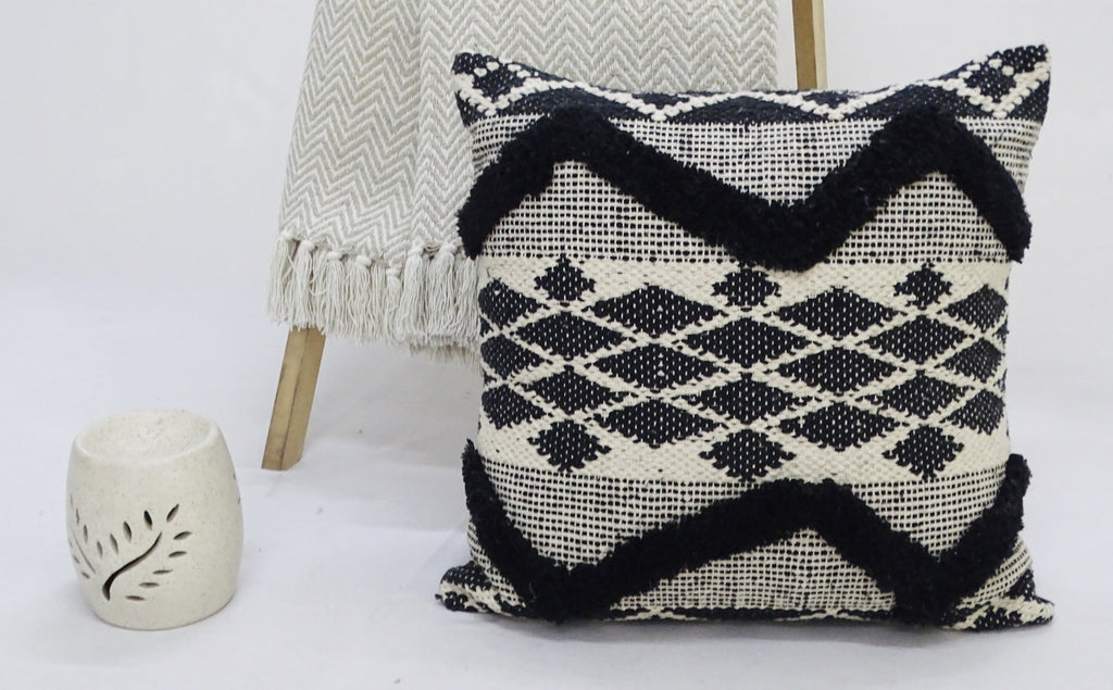Decorative Tufted Chevron Pillow 20"x20" for Couch Vibhsa
