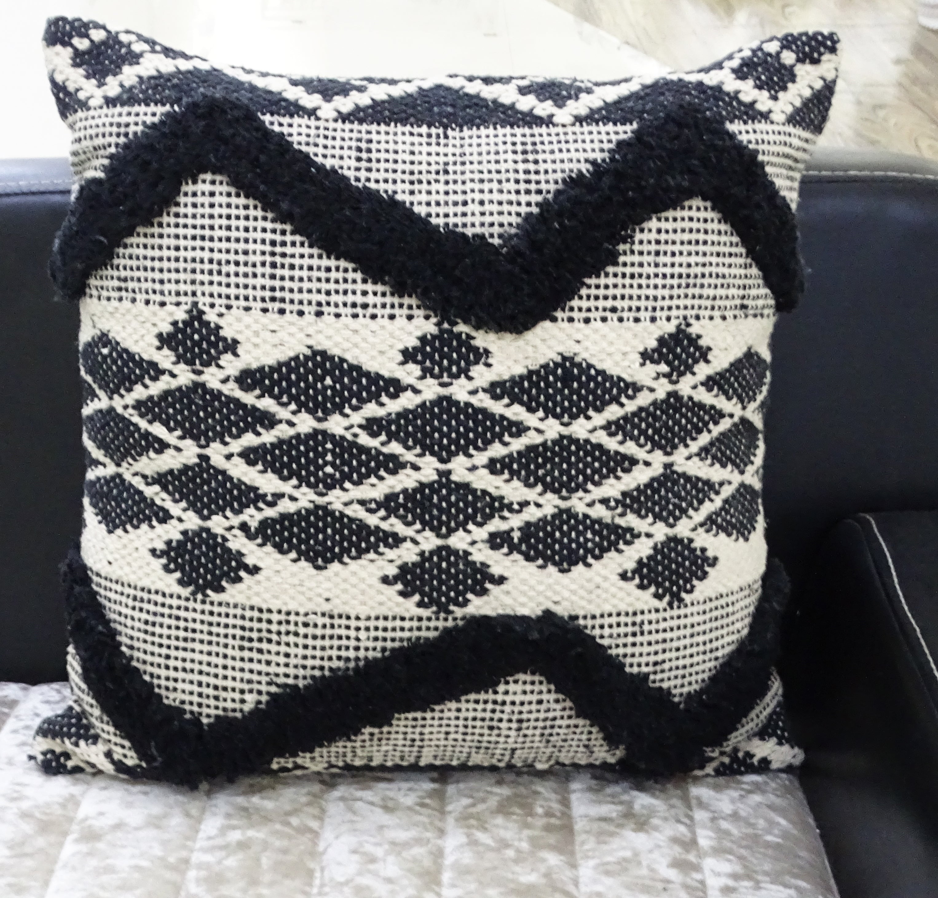 Decorative Tufted Chevron Pillow 20"x20" for Couch Vibhsa