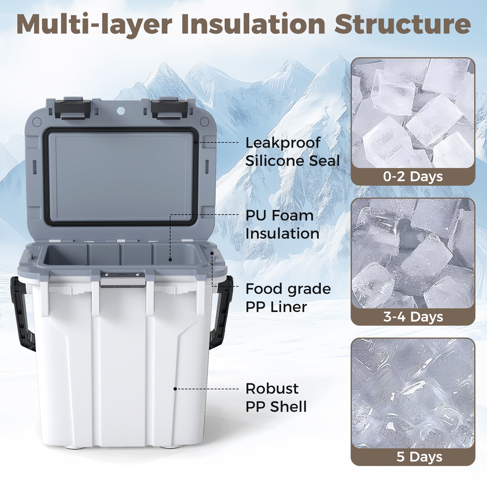 Ultra-Light Injection Molded Cooler 21 QT Hard Ice Chest DirectDeals