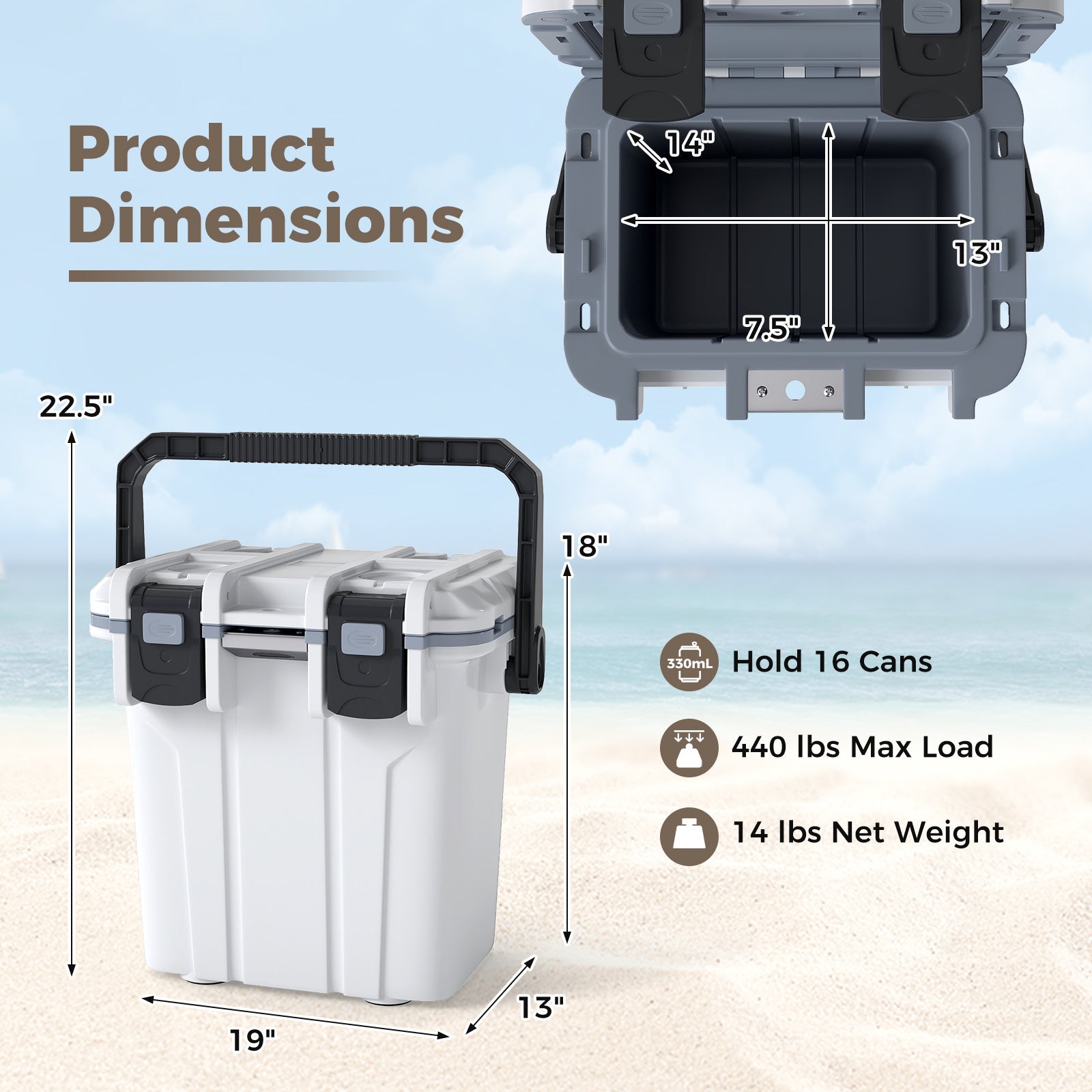 Ultra-Light Injection Molded Cooler 21 QT Hard Ice Chest DirectDeals