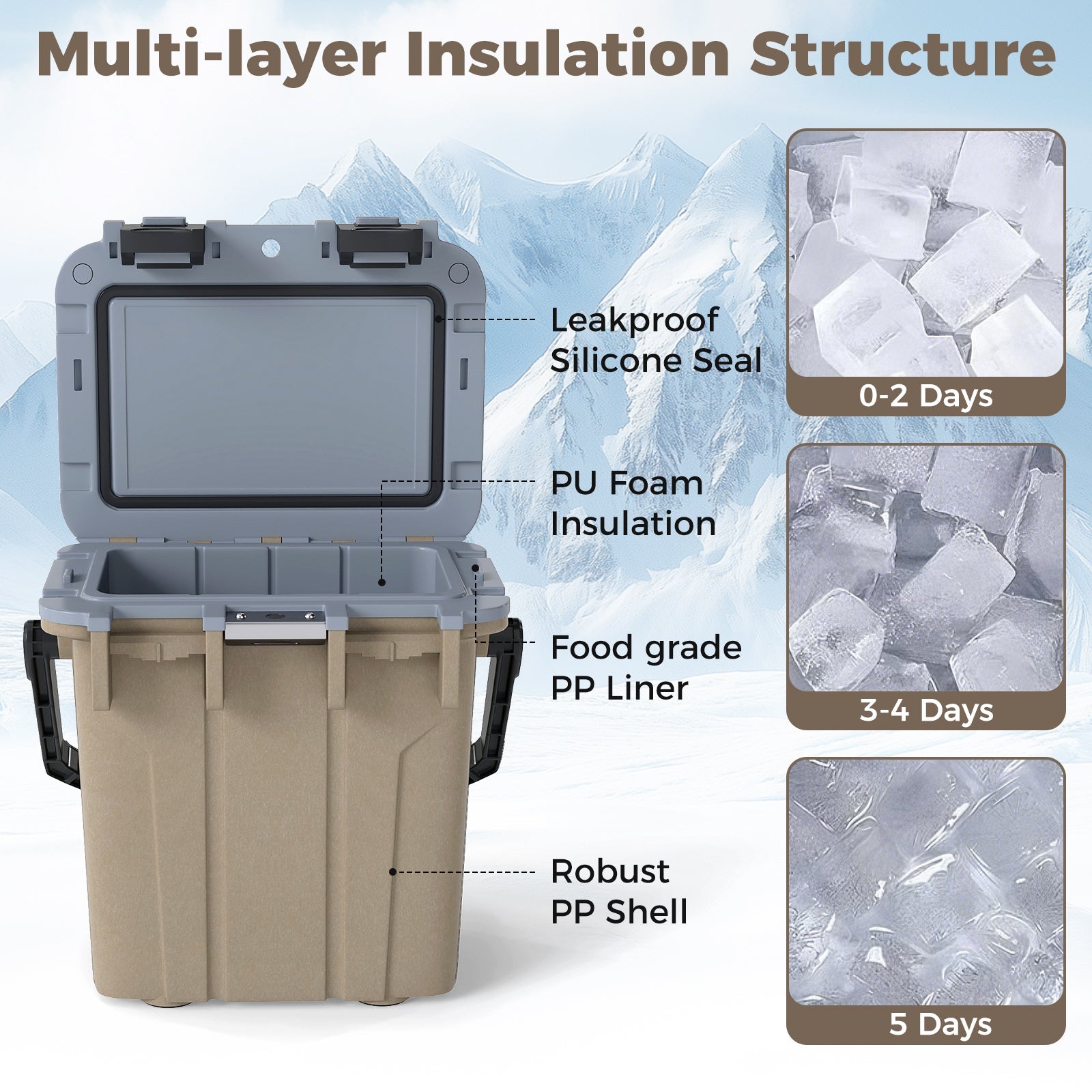 Ultra-Light Injection Molded Cooler 21 QT Hard Ice Chest DirectDeals