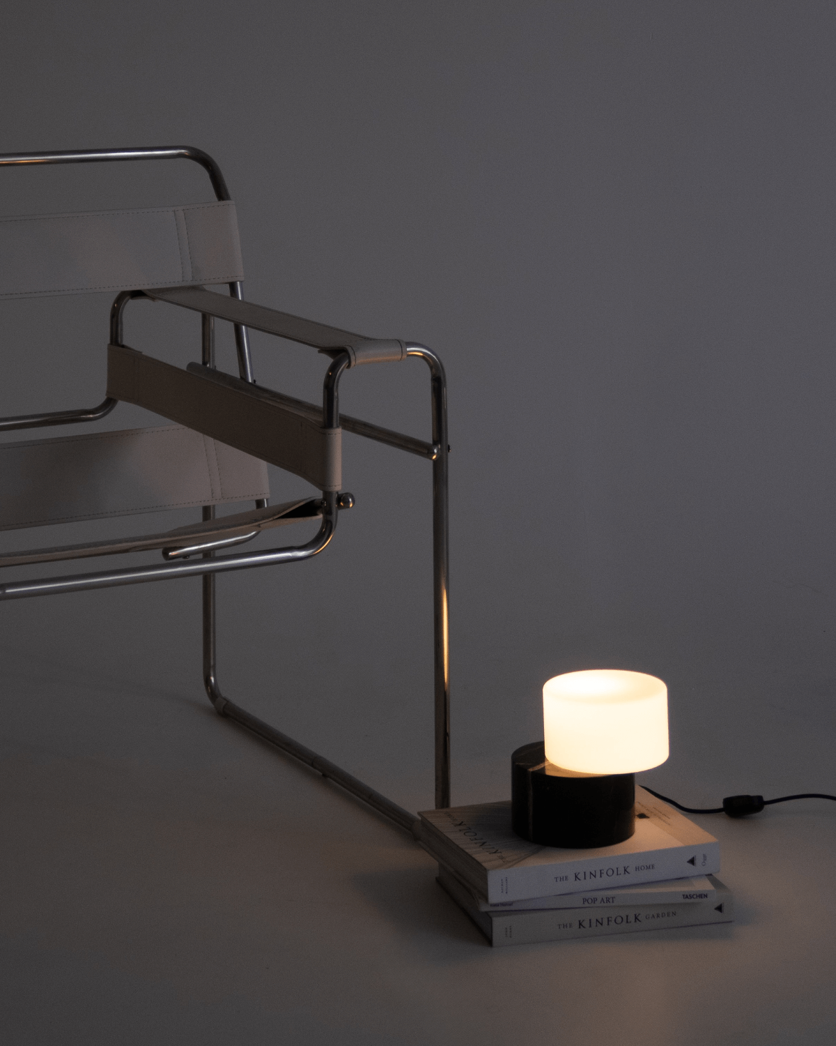 ZigZag Opal Glass Table Lamp with Marble Base