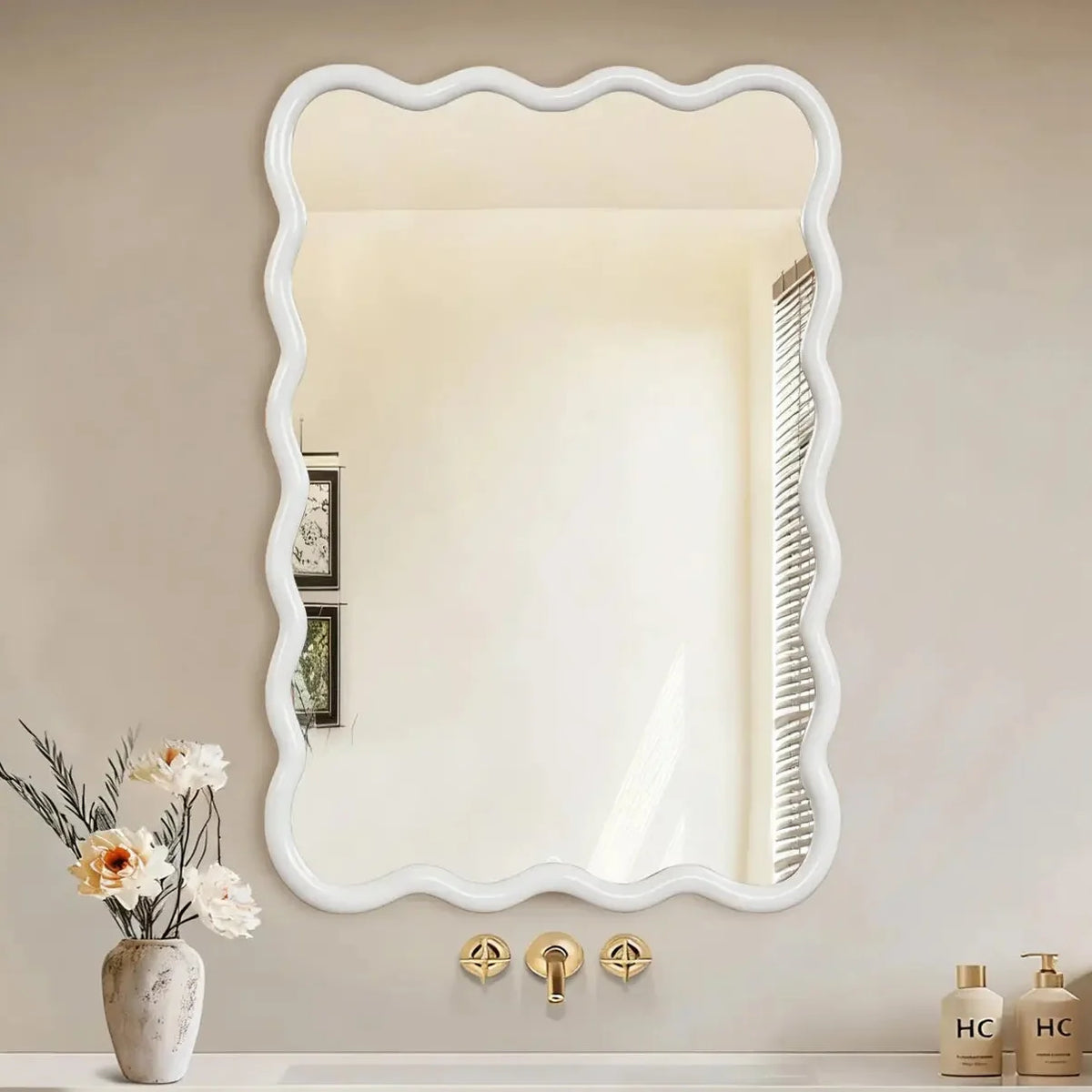 Wavy Solid Wood Wall Mirror – 20" x 30" Shop Fête