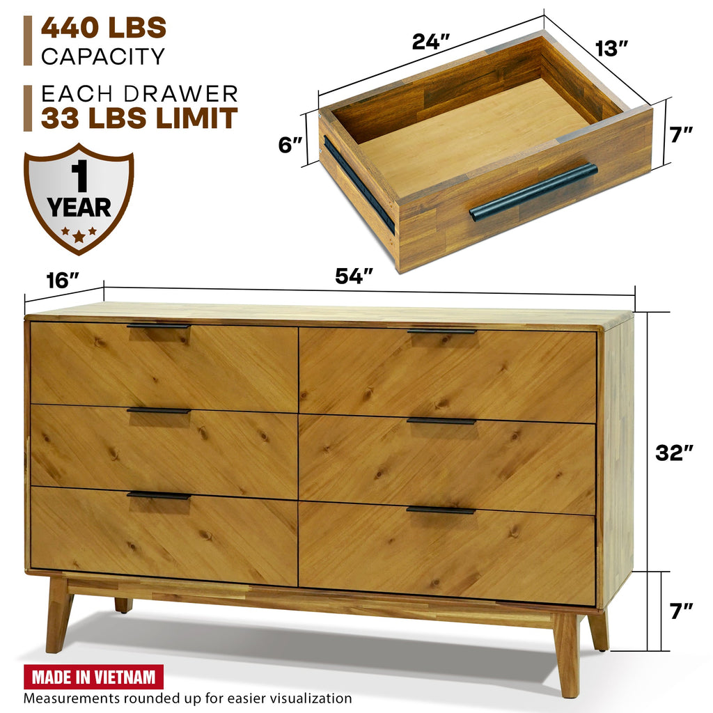 Veyron 6 Drawers Dresser Megsu