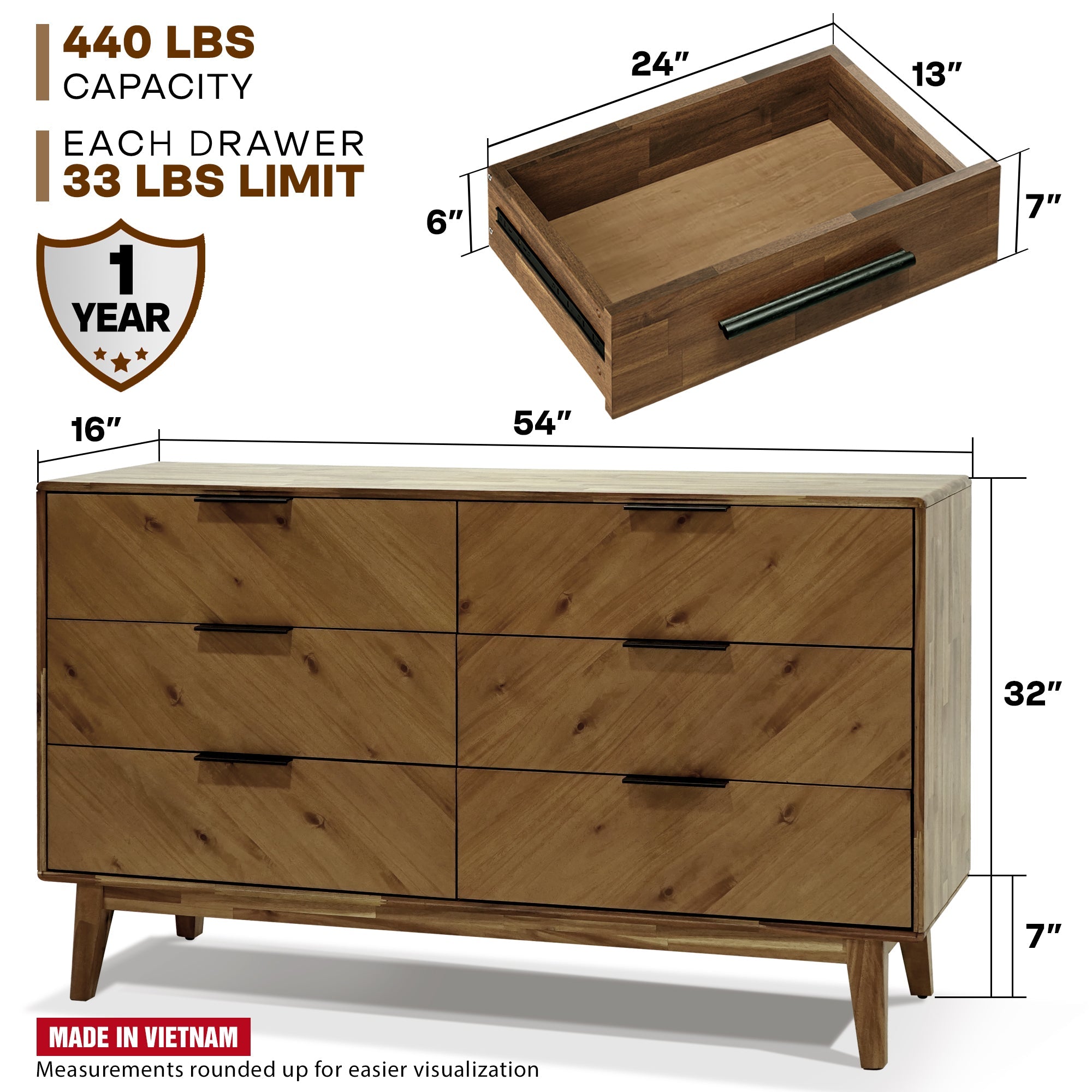 Veyron 6 Drawers Dresser Megsu