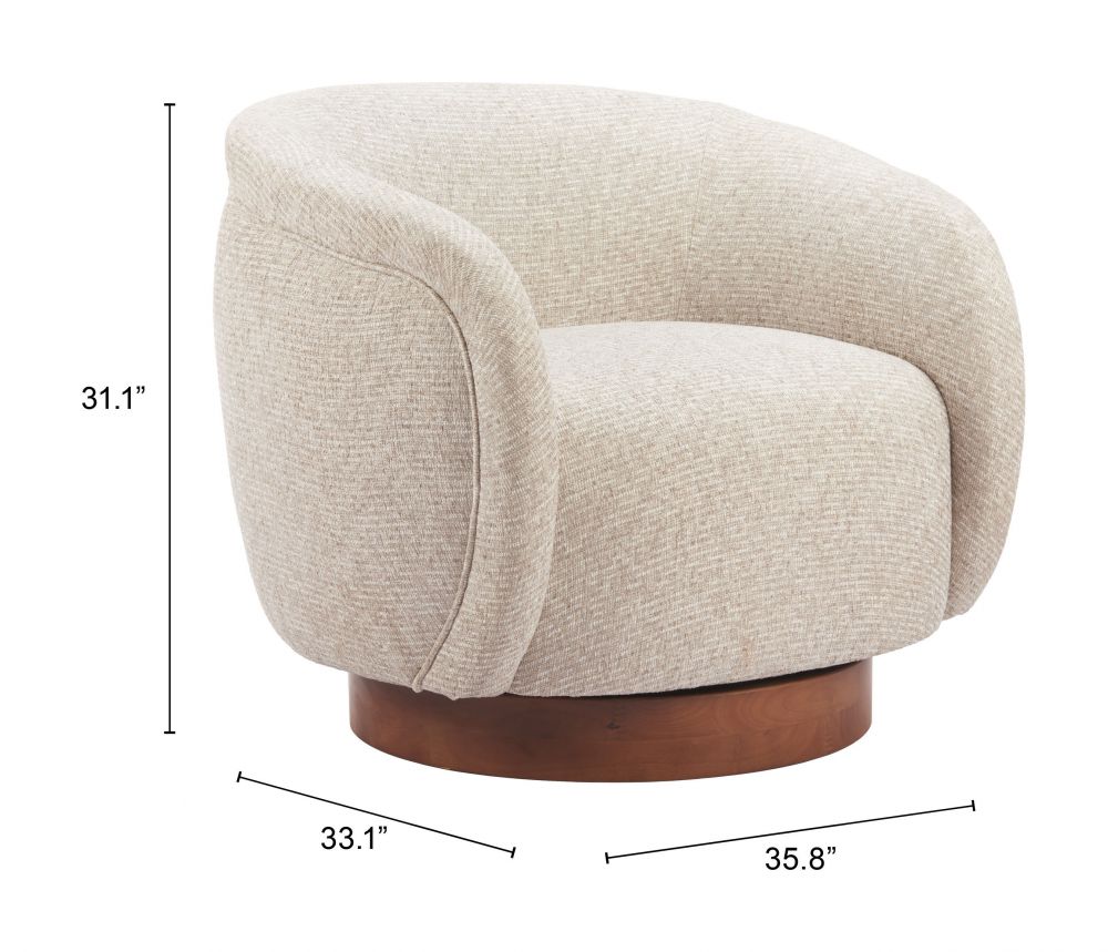 Vinta Textured Fabric Swivel Club Chair LOOMLAN