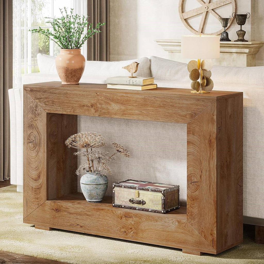 Modern Farmhouse 47-inch Long Entryway or Sofa Table in Brown Wood Finish HomePacific