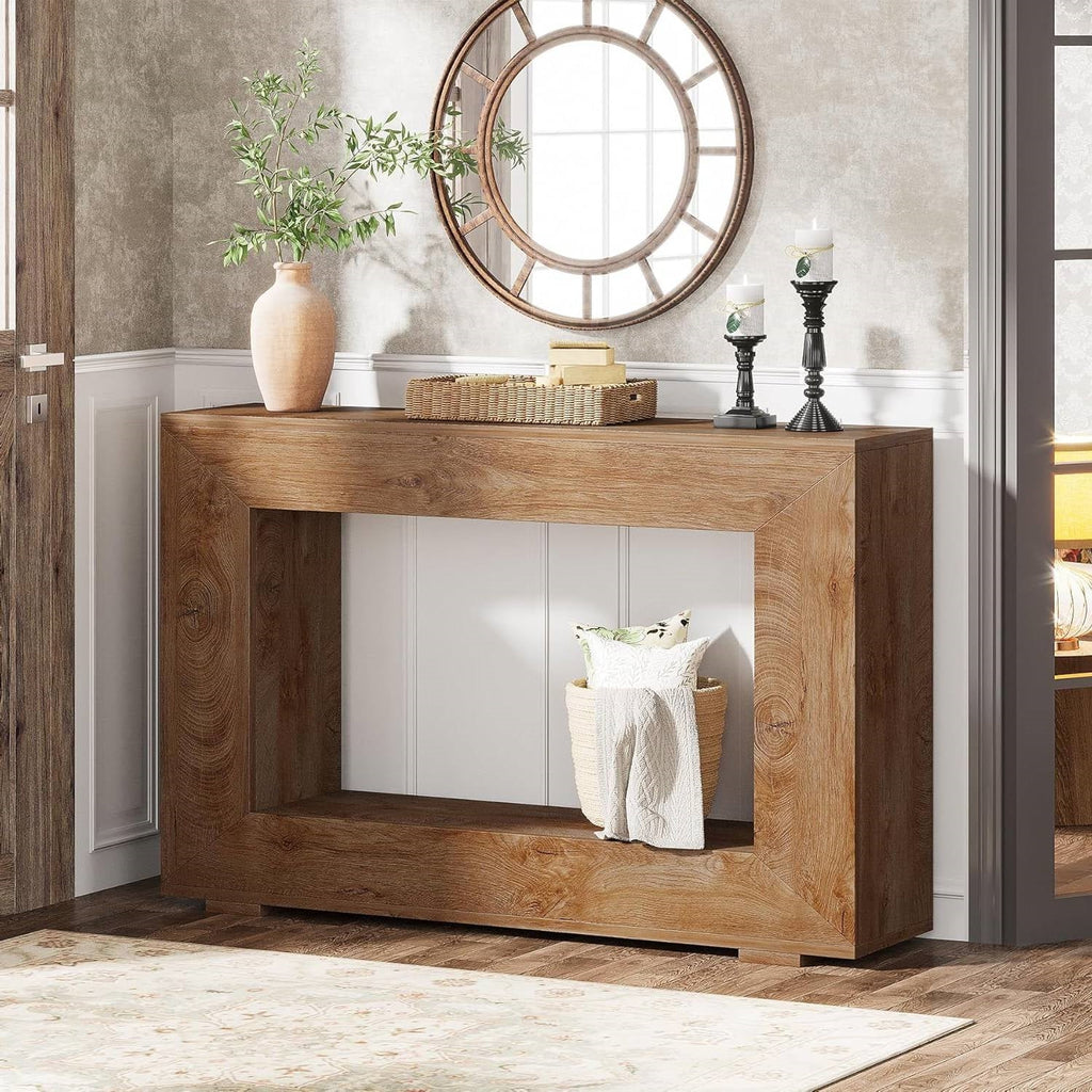 Modern Farmhouse 47-inch Long Entryway or Sofa Table in Brown Wood Finish HomePacific
