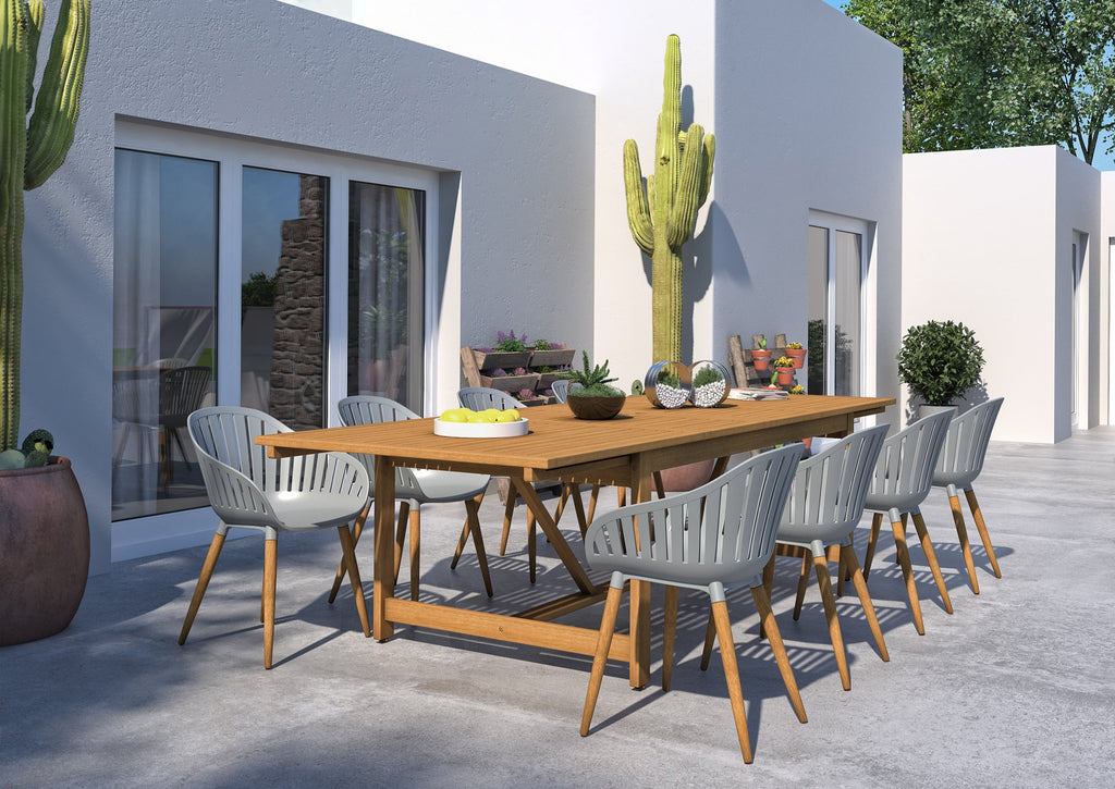 Leyland Table and Nassau Grey Armchairs Dining Set LifestyleGarden US